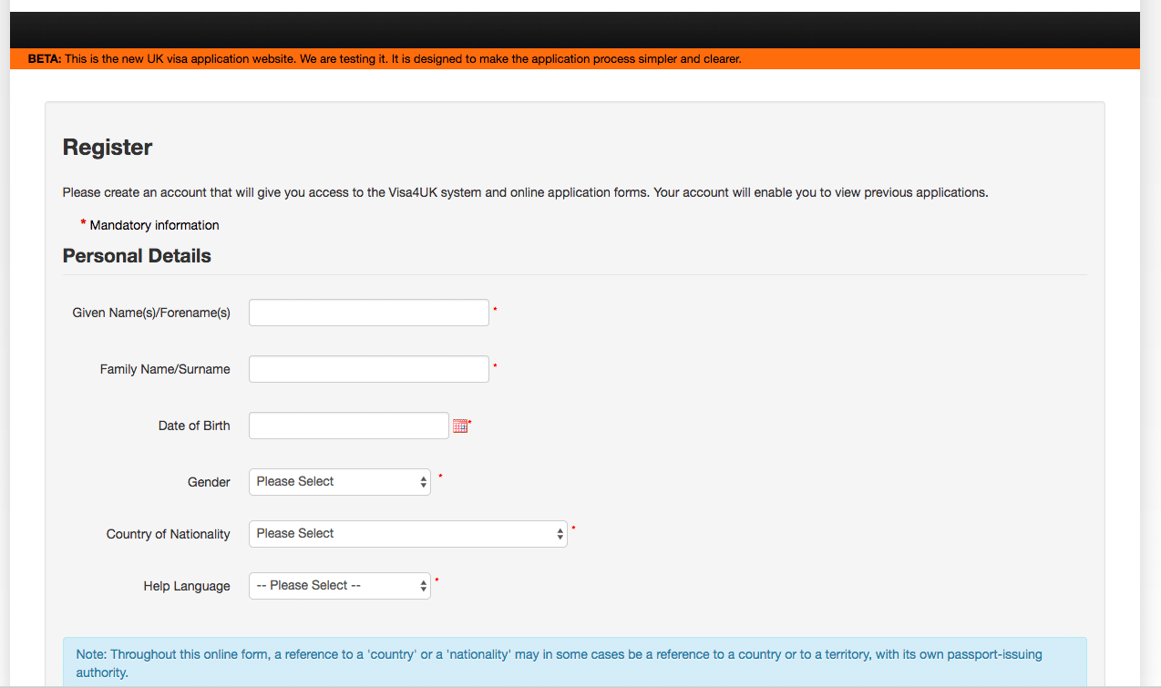 Uk Visa Application Form Screenshot