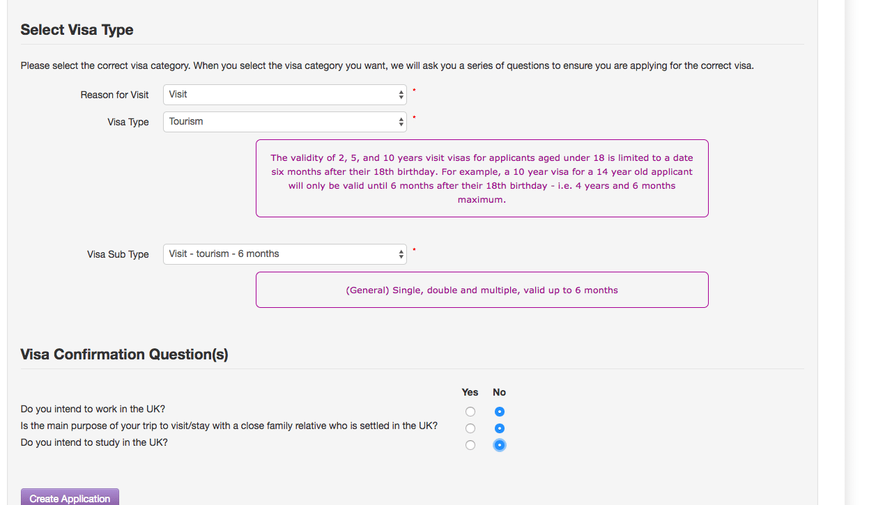 Uk And Ireland Visa (BIVS) Application Form Screenshot