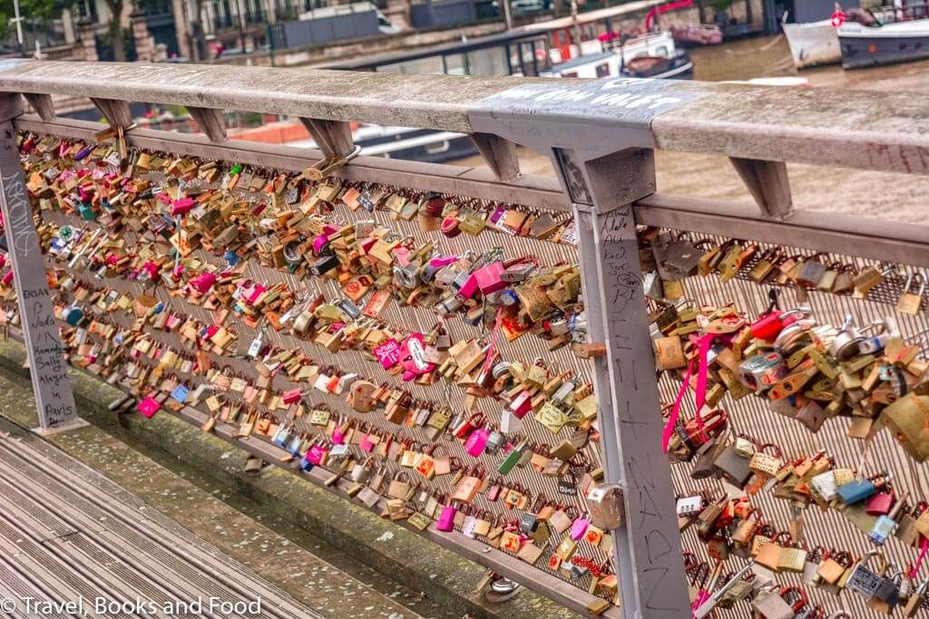 A bridge full of love locks in Paris, France