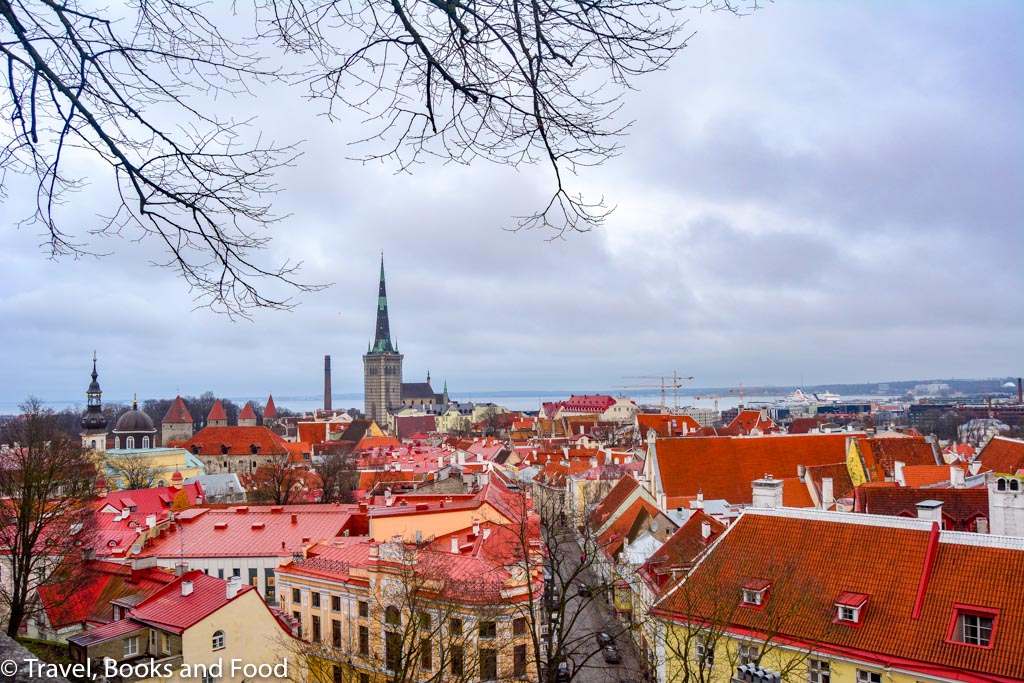 A view of Tallinn, Estonia from above with lots of orange roof tops and a cathedral in the distance as part of 2019 in review