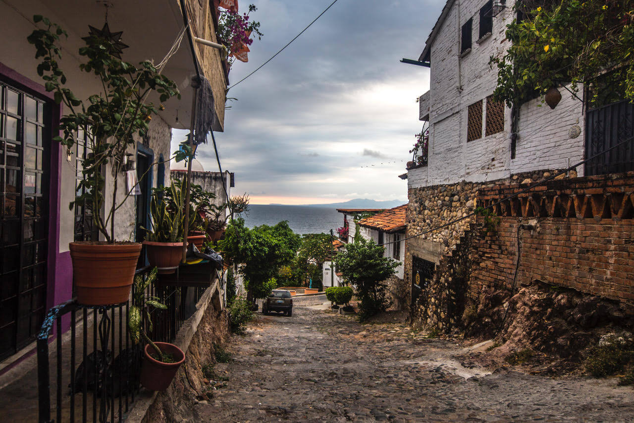 A gorgeous street in Puerto Vallarta with cute houses